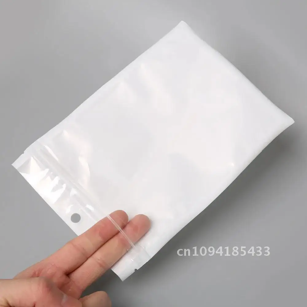 Hot Sale 50/100Pcs Round Hanging Hole White / Clear OPP Plastic Poly Bags Multi Option Packing Poly Bag Self Seal Zipper Plastic