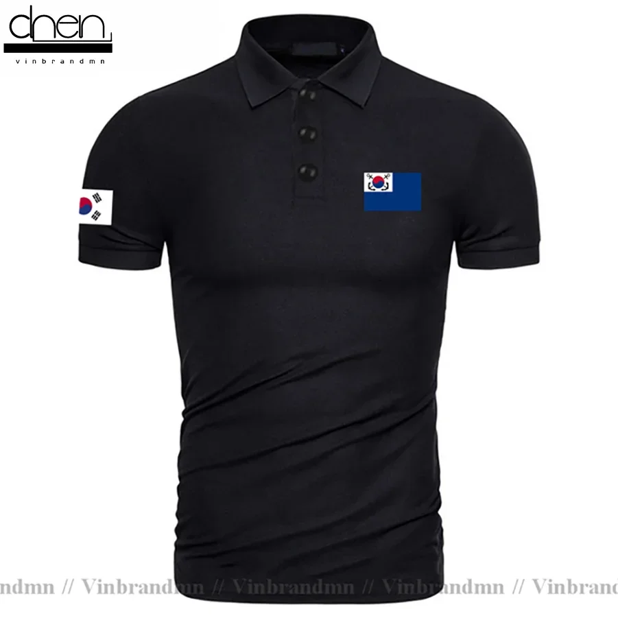 Navy Republic of Korea South KOR Korean KR Daehan Minguk Military Tactical Army Mens Polo shirts casual Loose Breathable Tees