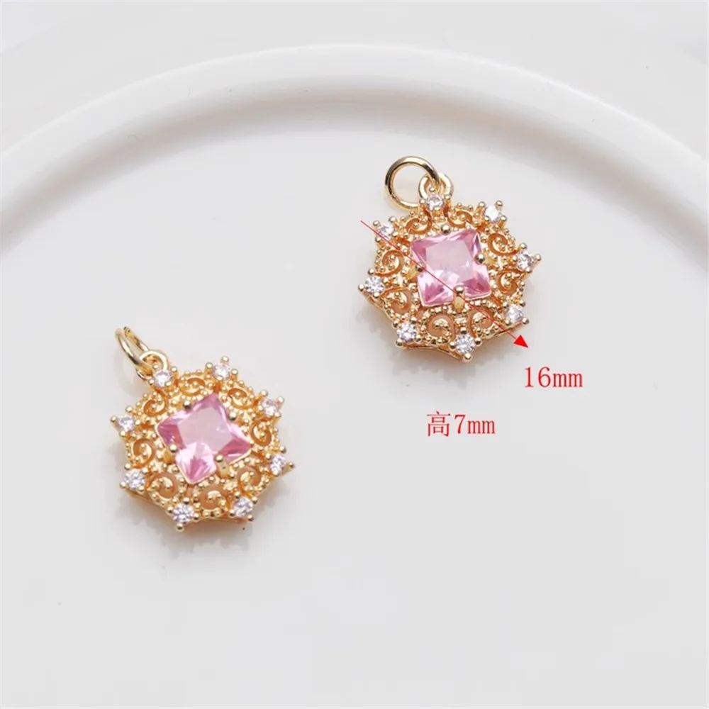 14K Gold Color Inlaid Zircon Pendants, Various Pendants, Wings, Love, Five-petal Bracelet, Necklace, DIY Jewelry Accessories image 4