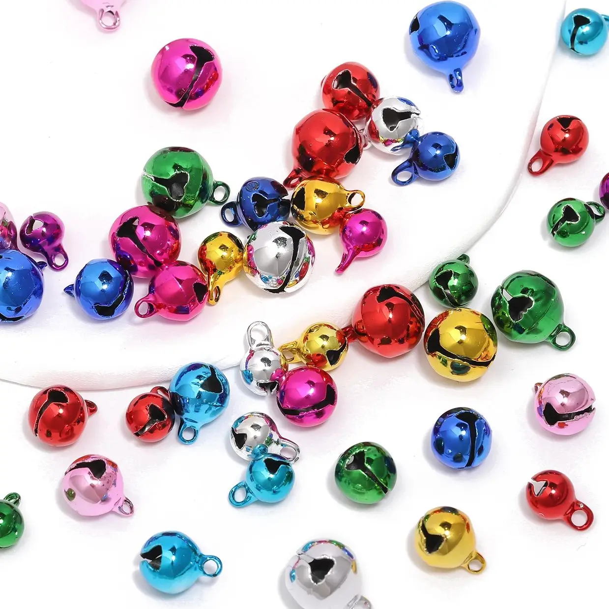 50pcs 6-15mm Colorful Bells Christmas Gingle bell Wedding Party Decoration Pendants Handmade Crafts Ornaments Pets Toy Accessory