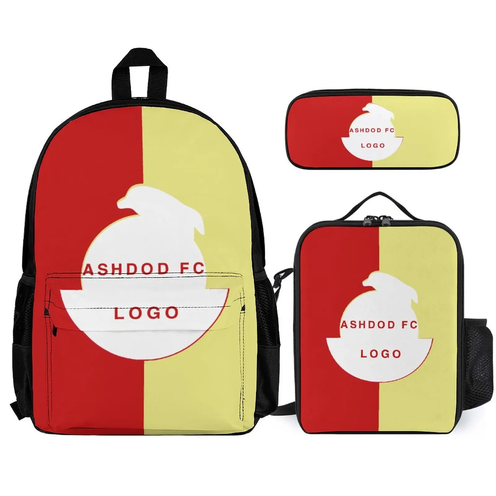 Ashdod Fc Student School Bag Pencil Case Three-Piece Set With Lunch Tote Bag And Pencil Bag Backpack