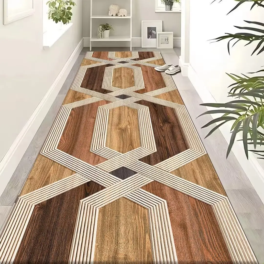 European Style Simple Decorative Corridor Carpet Modern Line Long Soft Mat Elegant Staircase Corridor Plush Rug