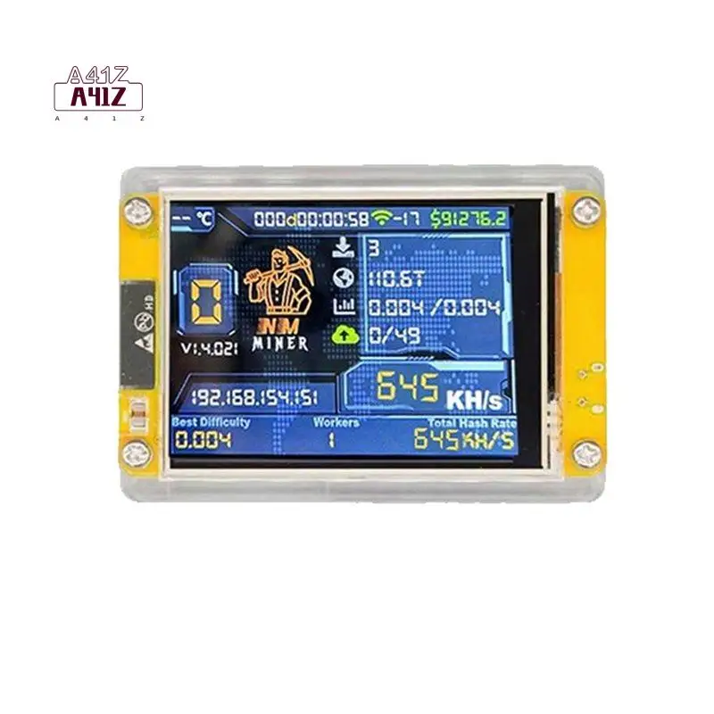 A41Z-Upgrade Nmminer Nerdminers 645KH/S Harshrate 3.4Inch Smart Display Bitcoin Crypto Solo Lottery Miner Nerdminers