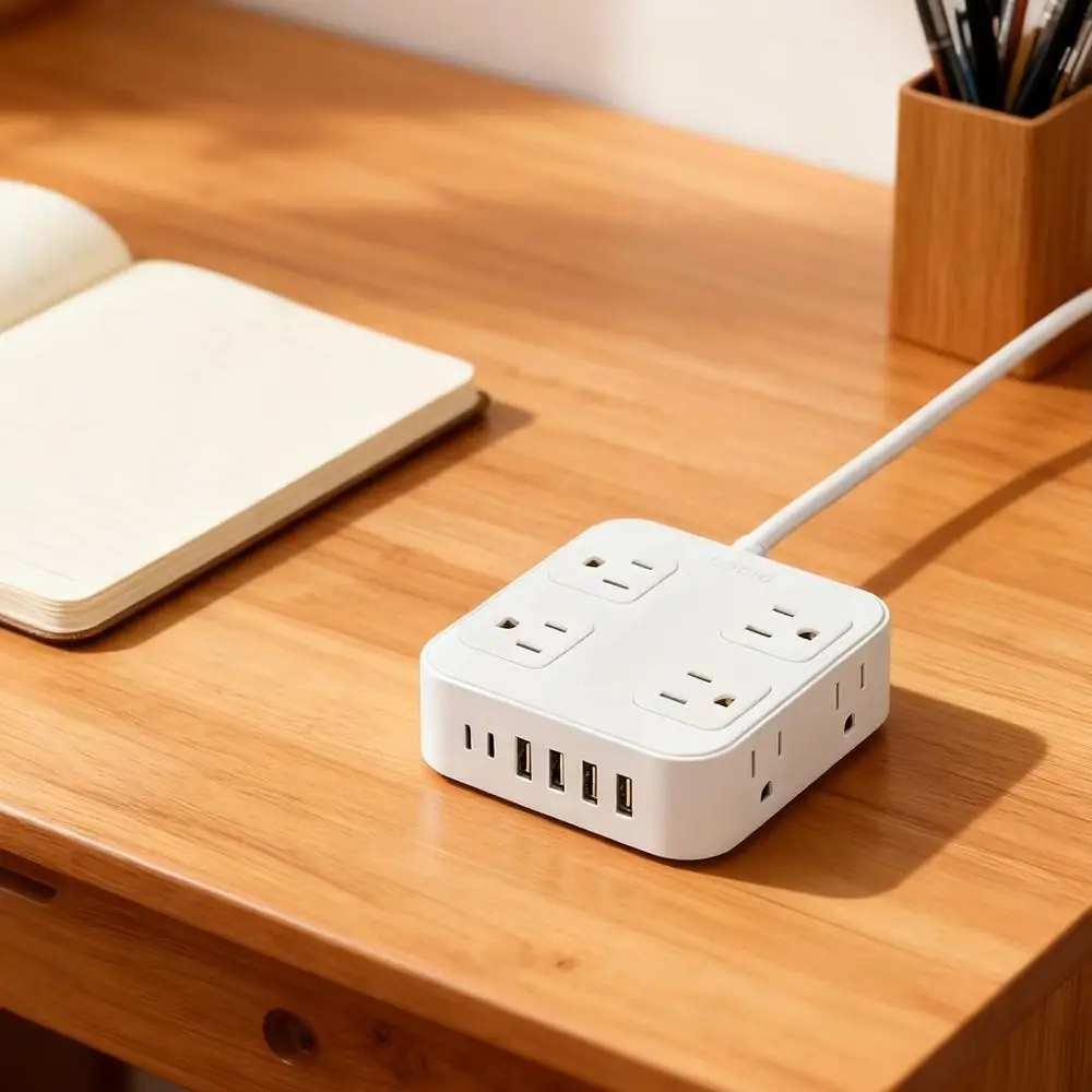 

Flat Plug USB Ports Plug Strip 6 USB Ports 8 AC Outlets Supports Multiple Devices Extender US Standard Socket Strip