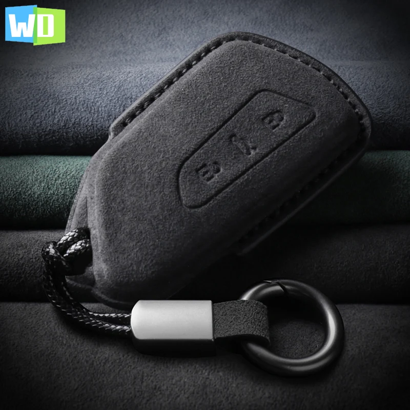 

Suede Leather Car Key Case Cover Key Bag Fob For VW Volkswagen Golf 8 2020 Skoda Octavia A8 2021 SEAT Leon MK4 Accessories