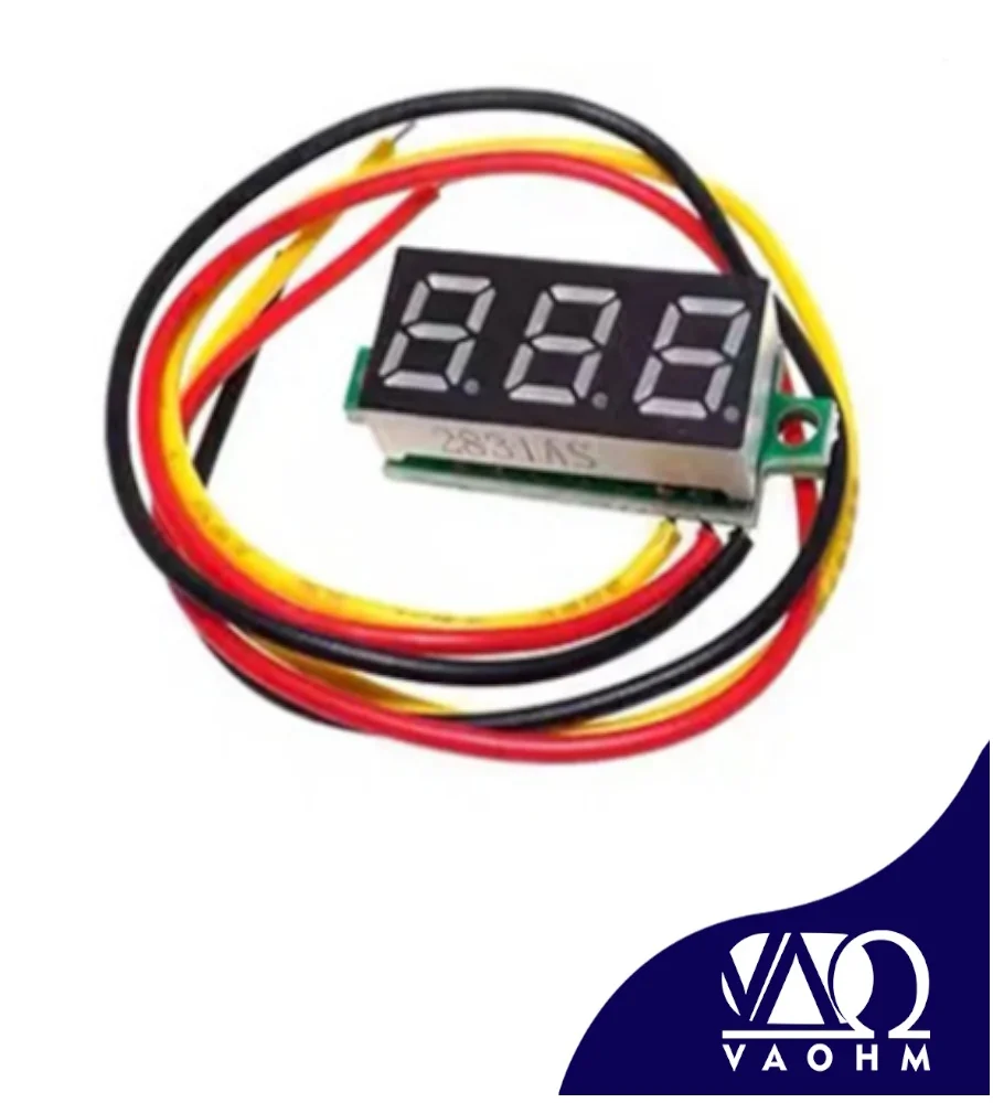 0.28 Inch 3-Wire Adjustable Voltmeter DC 0V-100V Blue Green Red Yellow Digital LED Display