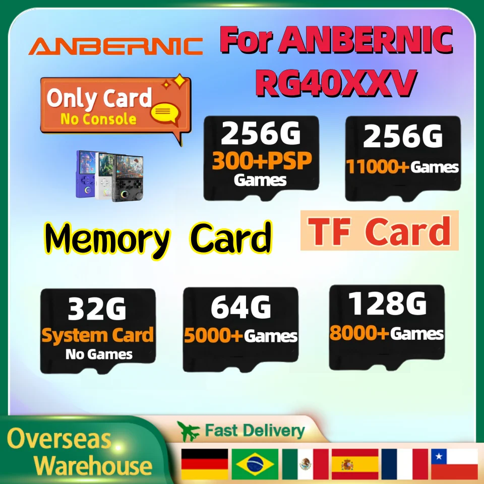 ANBERNIC RG40XXV TF Card Retro Handheld Game Console Memory Card Video Game Console Card Preloaded Games Universal 256G PSP Gift