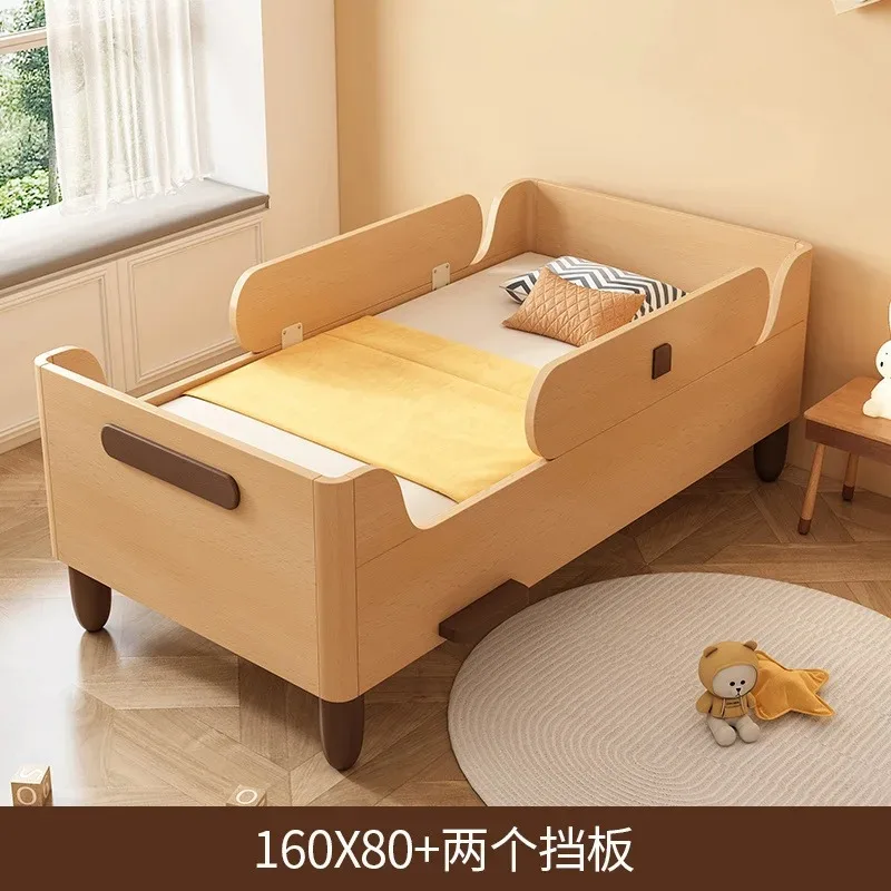 

Nordic Beech Children's Bed Splicing Bed with Guardrail Car Single Bed