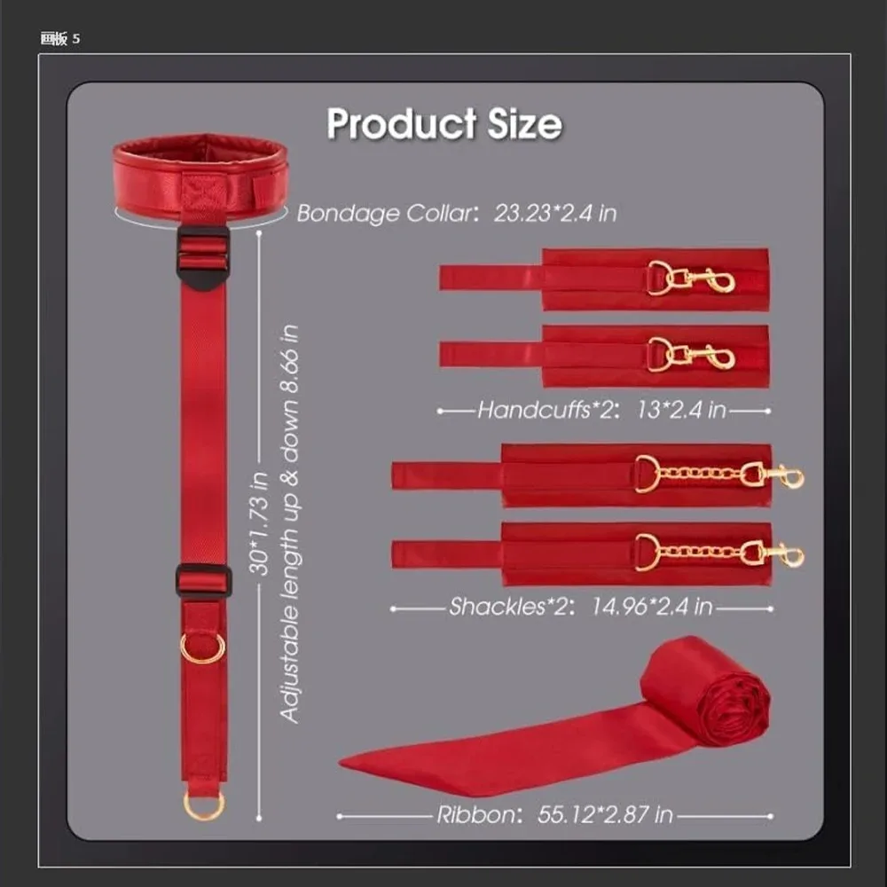 Adjustable Handcuffs and Leg Cuffs PU Collar and Bra Couple Toys BDSM Training Bondage Sex Toys SM Slave Props for Men and Women - Image 4