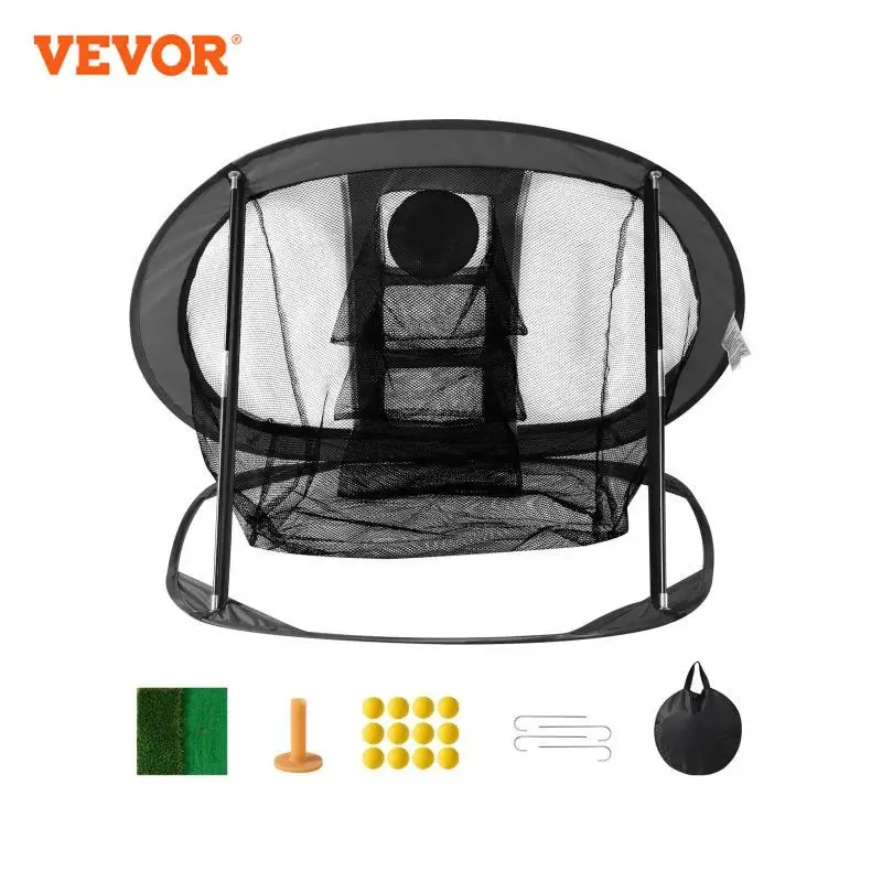 VEVOR Golf Chipping Net Pop Up Golf Practice Net Portable Indoor Outdoor Home Golf Hitting Aid Net with Target/Mat/Balls/Tee