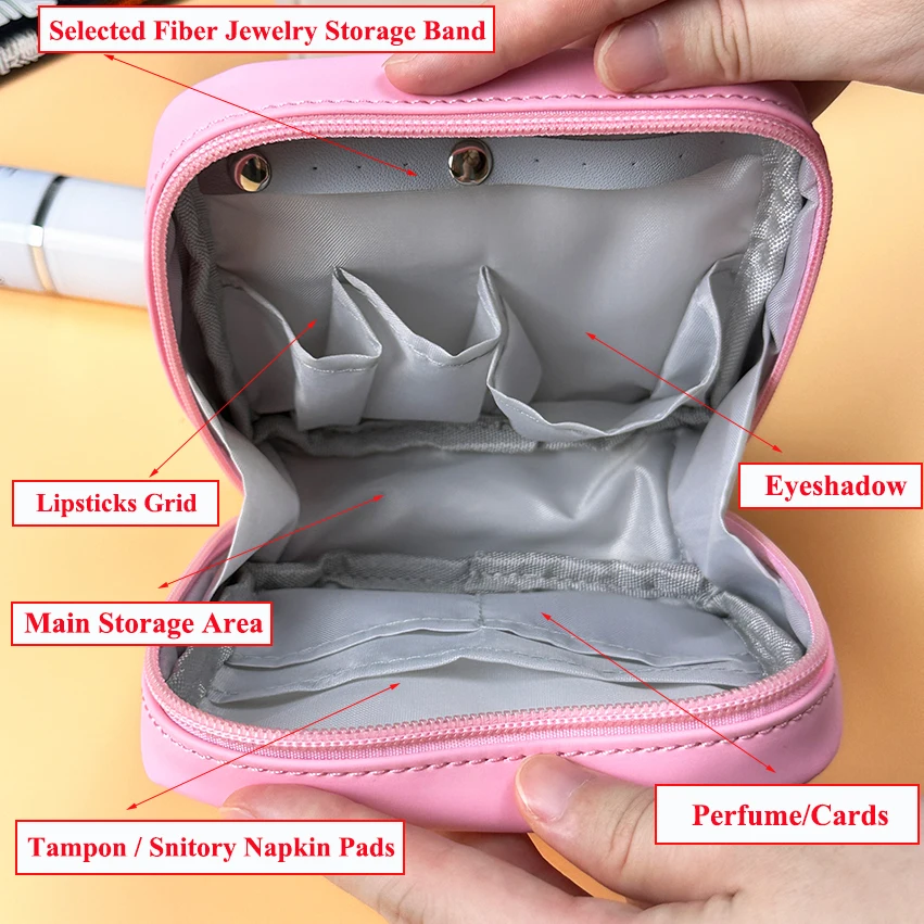 PU Cosmetics Jewelry Bag Portable Lady Sanitory Pads Pouch Bag Multi-purpose Makeup Toiletries Storage Travel Zipper Bag