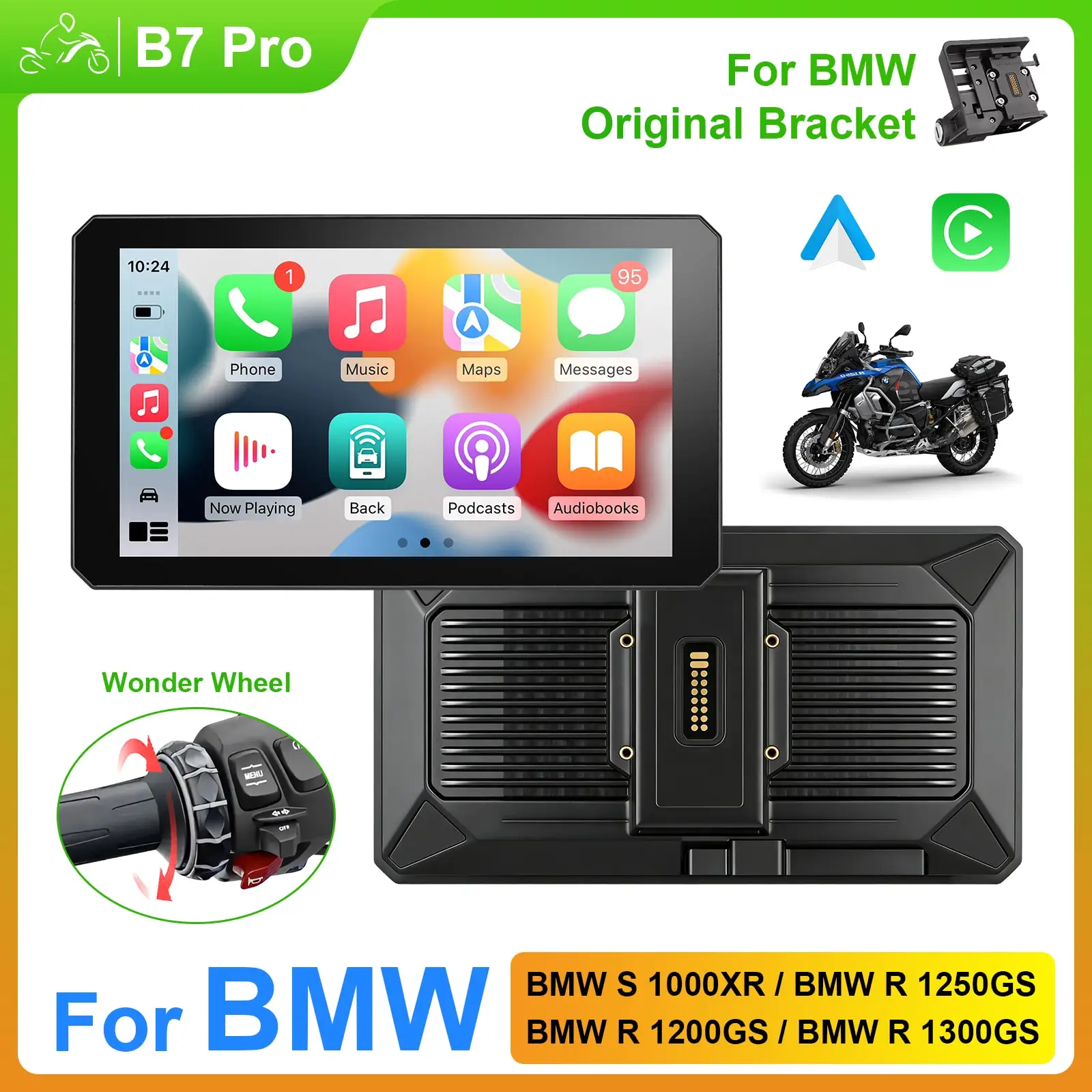 B7 MAX For BMW R1200 R1250GS S1000 M1000 XR Portable Motorcycle Navigator CarPlay Android Auto Touch Outdoor Waterproof Sunsceen