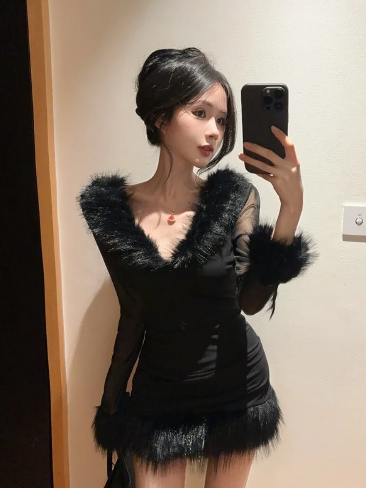 

Pure Desire Sexy Long Sve Me Dr Женское осенне-зимнее новое облегающее юбка с высокой талией V Ne Платье для женщин