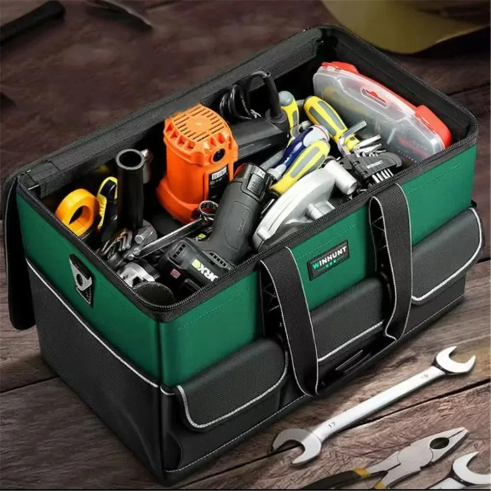 Tool Bag Rectangular Waterproof with Strap Large Capacity Bag Tools Increase 30% Capacity for Electrician Carpentry