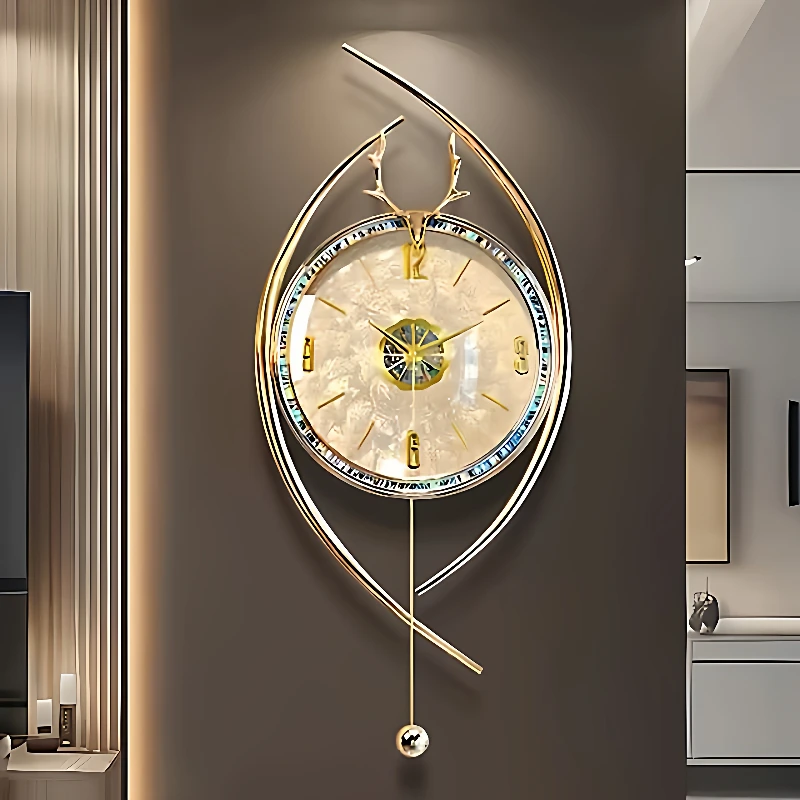 

German modern light luxury deep-sea shell plate wall clock, simple and atmospheric high-end living room clock