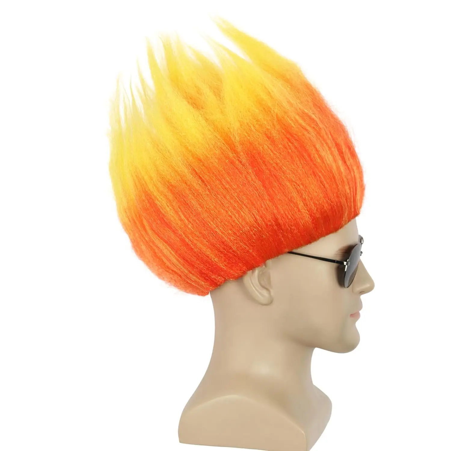 Parrucca corta arancione Parrucca anime appuntita Parrucca a forma di fiamma Halloween Cosplay Parrucche per costumi arrabbiati Uomo Donna