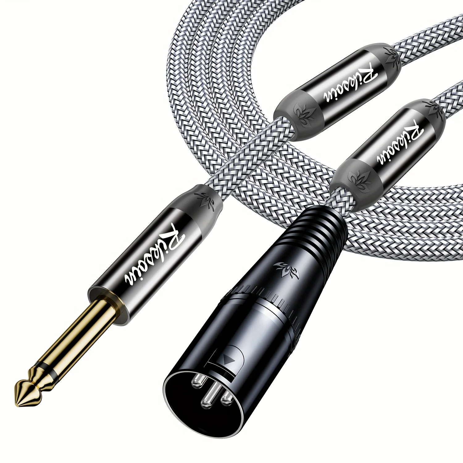 6.35mm to XLR Male Microphone Cable, XLR Male to 1/4-inch TRS, with Ferrite Core, Stereo, For Audio Systems and Mixing Consoles