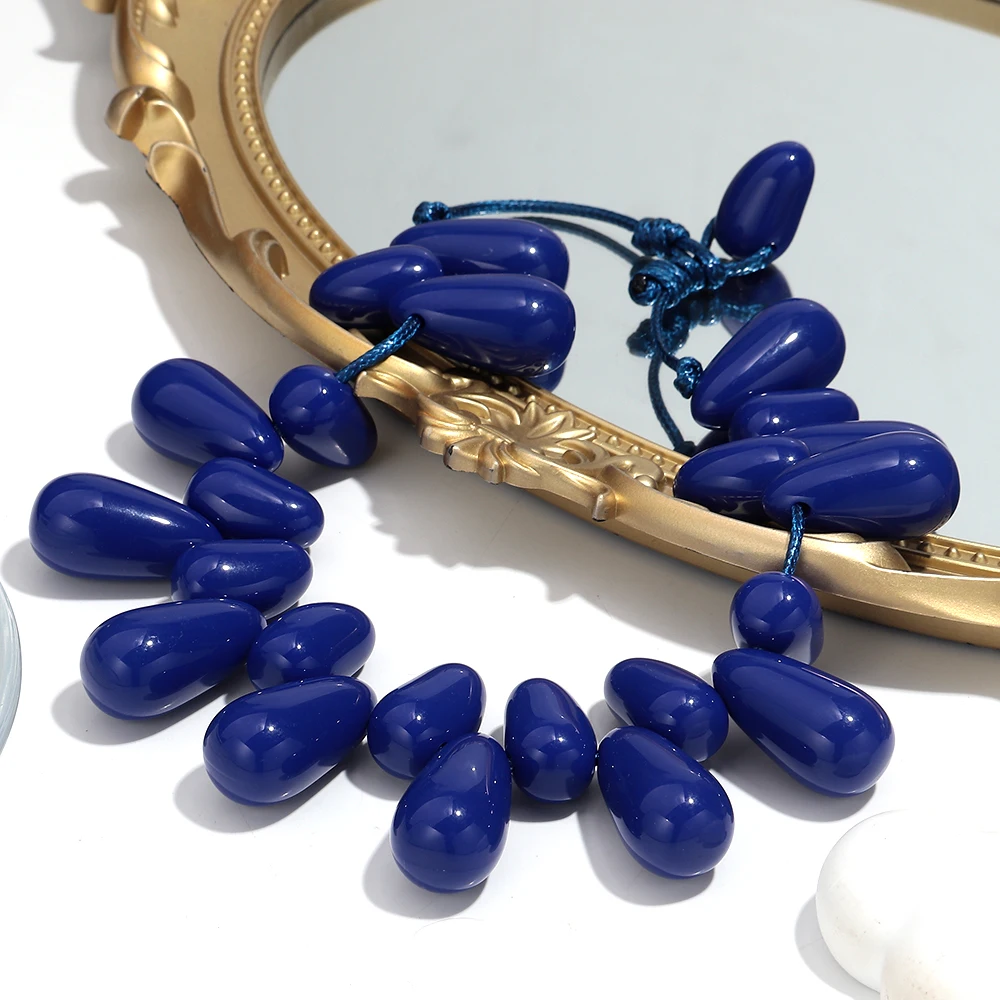 Boho-Halsketten aus Acryl mit Wassertropfen-Perlen für Frauen, übertrieben, handgefertigt, geometrischer Anhänger, Halsband, Urlaub, Strand, Schmuck, Geschenke – Detail 6