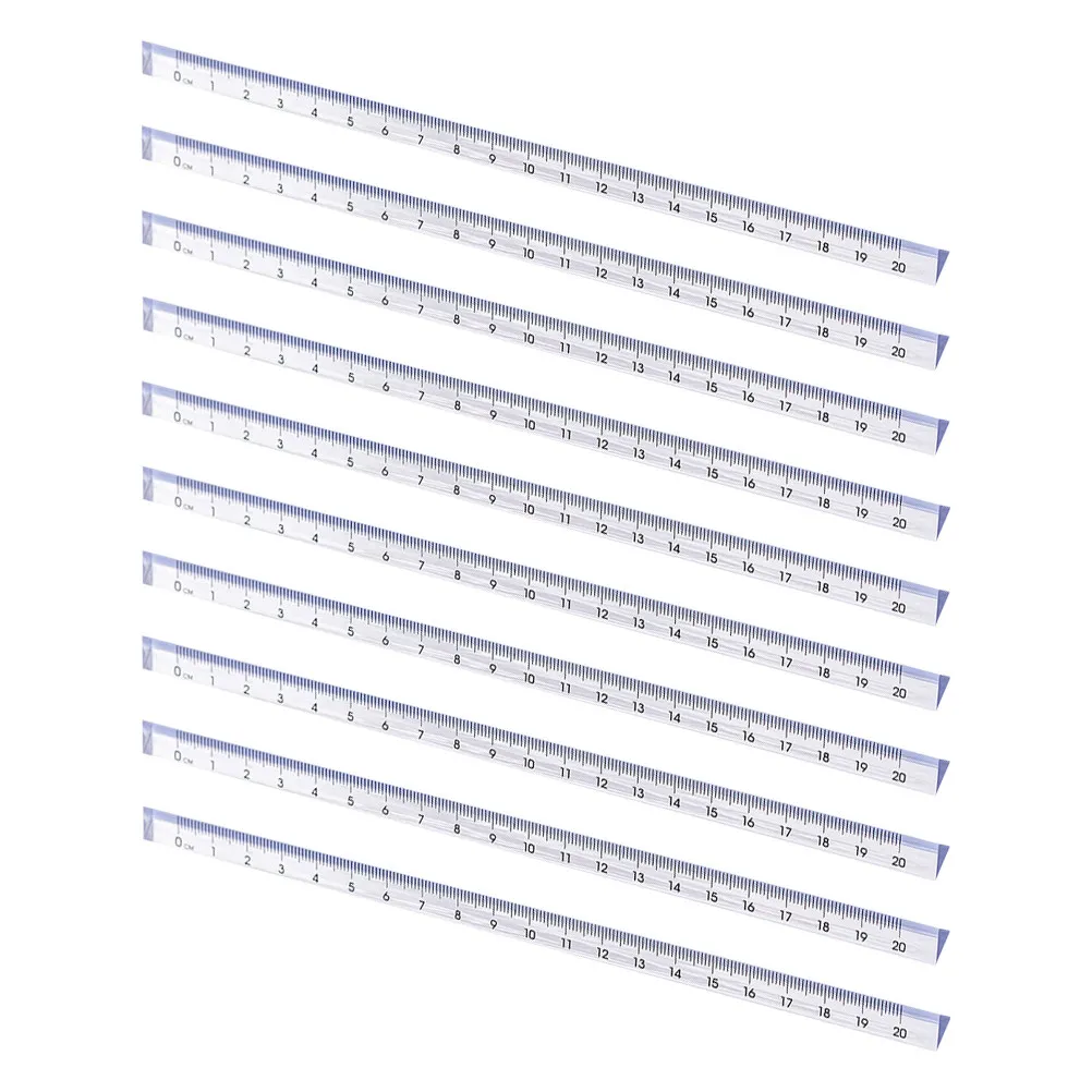 10Pcs Wear Resistant Clear Scale Ruler Plastic Triangular Ruler for Student Learning Drawing Drafting Measuring Tool Multi