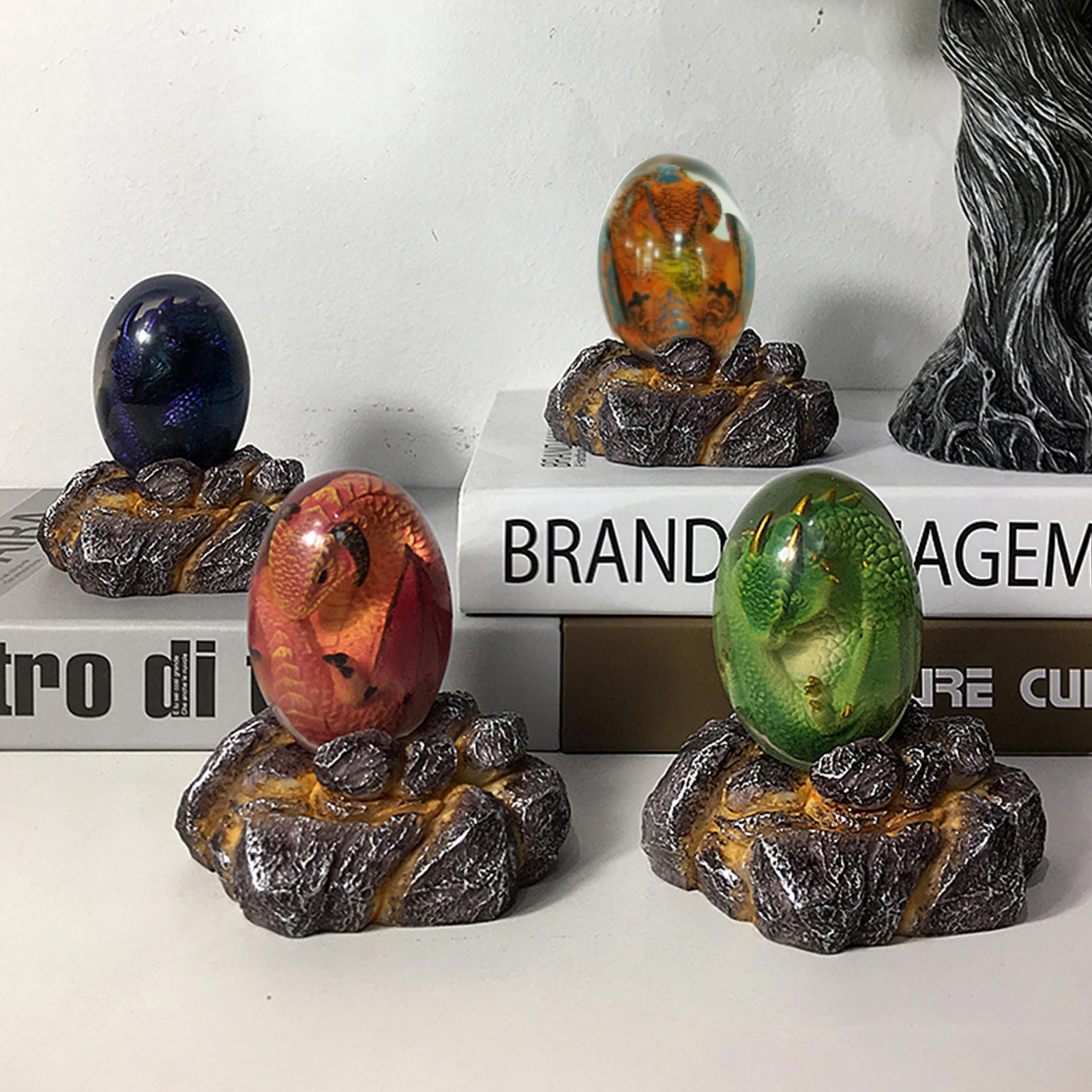 Luminous Dragon Egg Transparent Resin Ornament Realistic for Home Decor Halloween Christmas Gifts Fantasy Collectibles