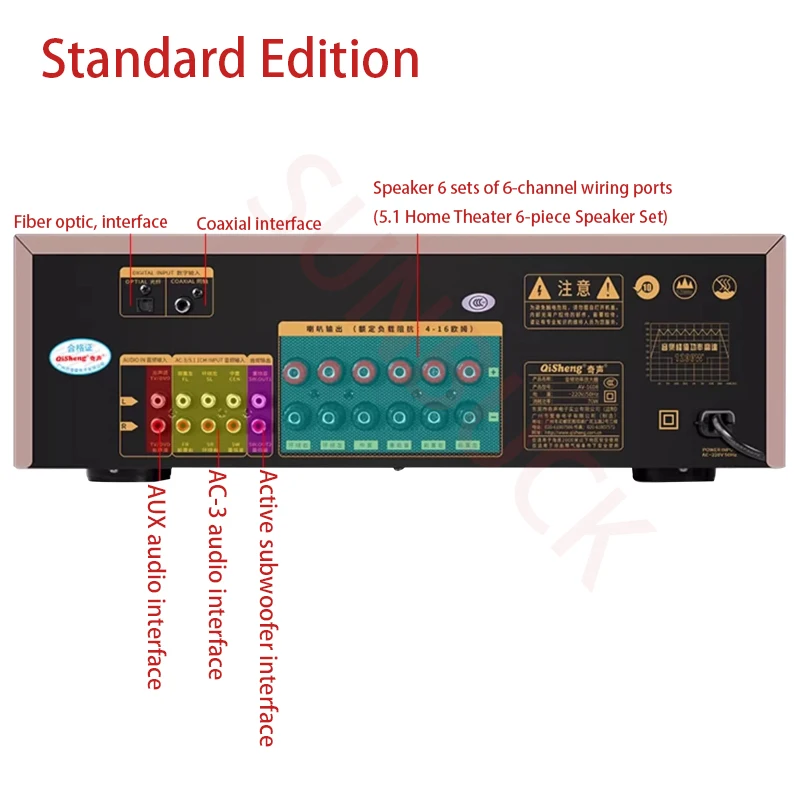 Sunbuck AV1606 Home Professional عالي الطاقة 5.1 قناة محيطة كاريوكي بلوتوث KTV مضخم صوت جهير ثقيل