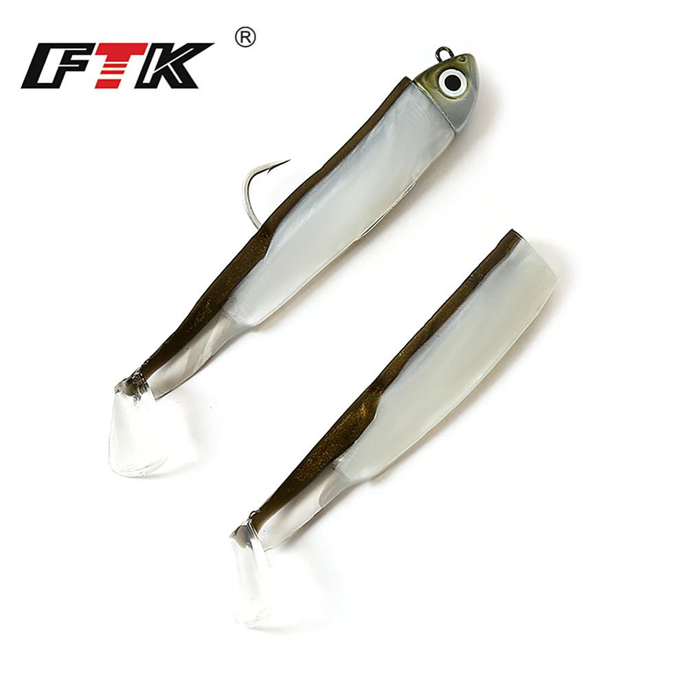 Ftk schwarzer Elritze Angel köder 5g/70mm,12g/90mm,25g/90mm Jigkopf Silikon köder Weich köder Kurbel haken Jigging Bass Hecht Zander