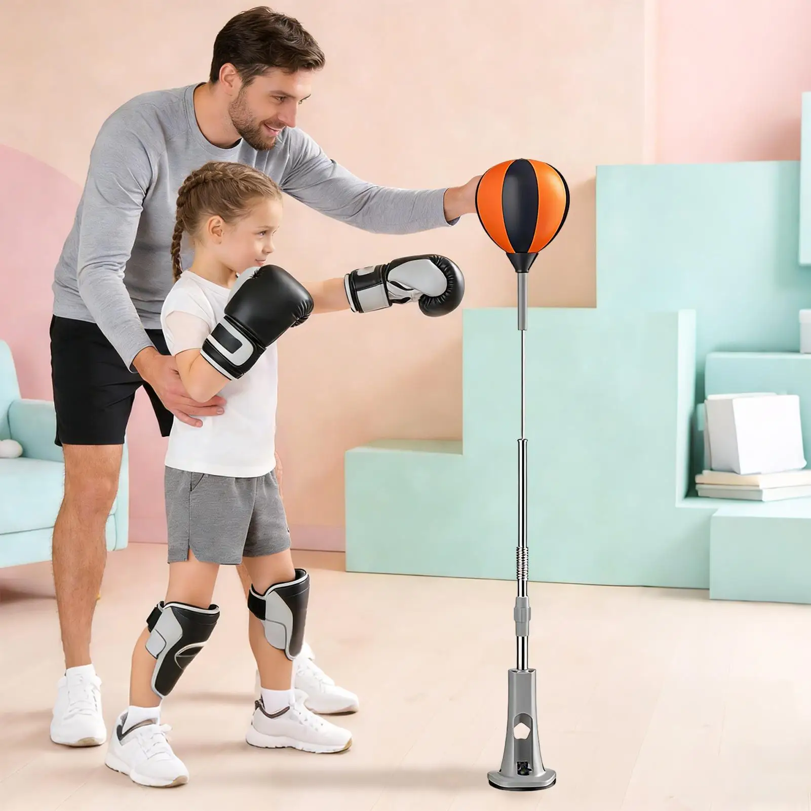 

Тяжелый боксерский мешок с подставкой, регулируемой высотой, на присоске, для тренировок по боксу для взрослых и детей, для домашнего спортзала, фитнеса и тренировок