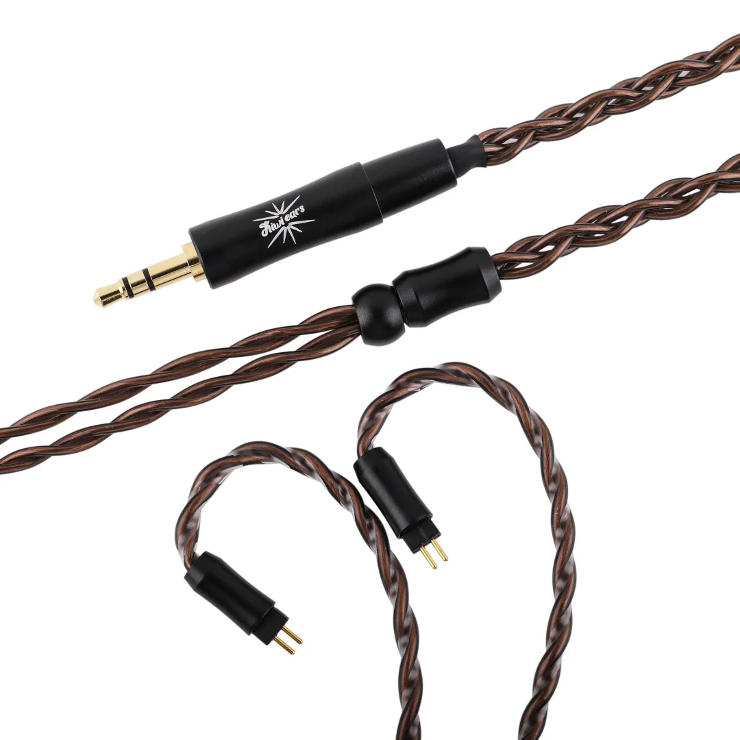 كابل Kiwi Ears Terras 4N OCC Audiophile مع موصلات 3.5 مم و4.4 مم قابلة للتبديل وبناء مرن ومتين