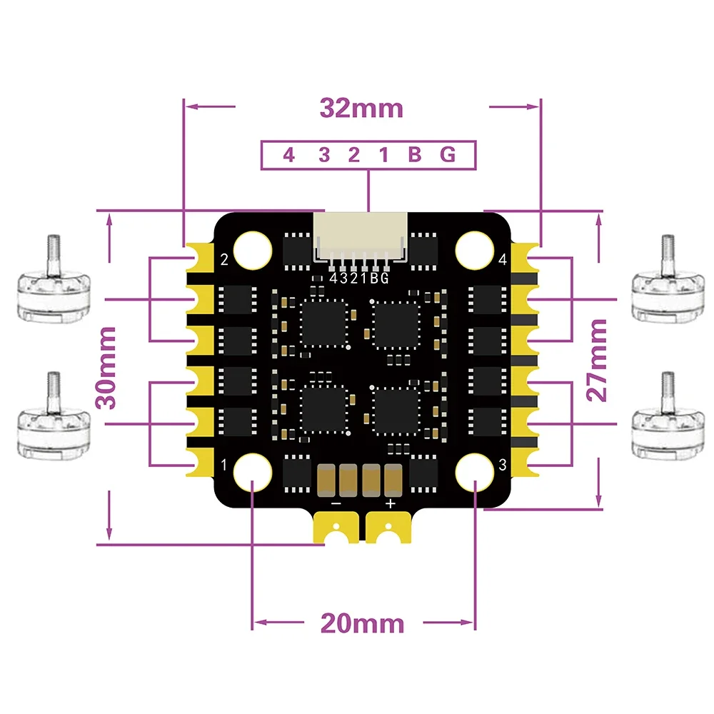 HAKRC Mini 15A / 25A BLHELI_S 4in1 Brushless ESC Support Dshot150/ 300/ 600 PWM Oneshot 2-5S Lipo 20x20mm for RC FPV Drone Parts
