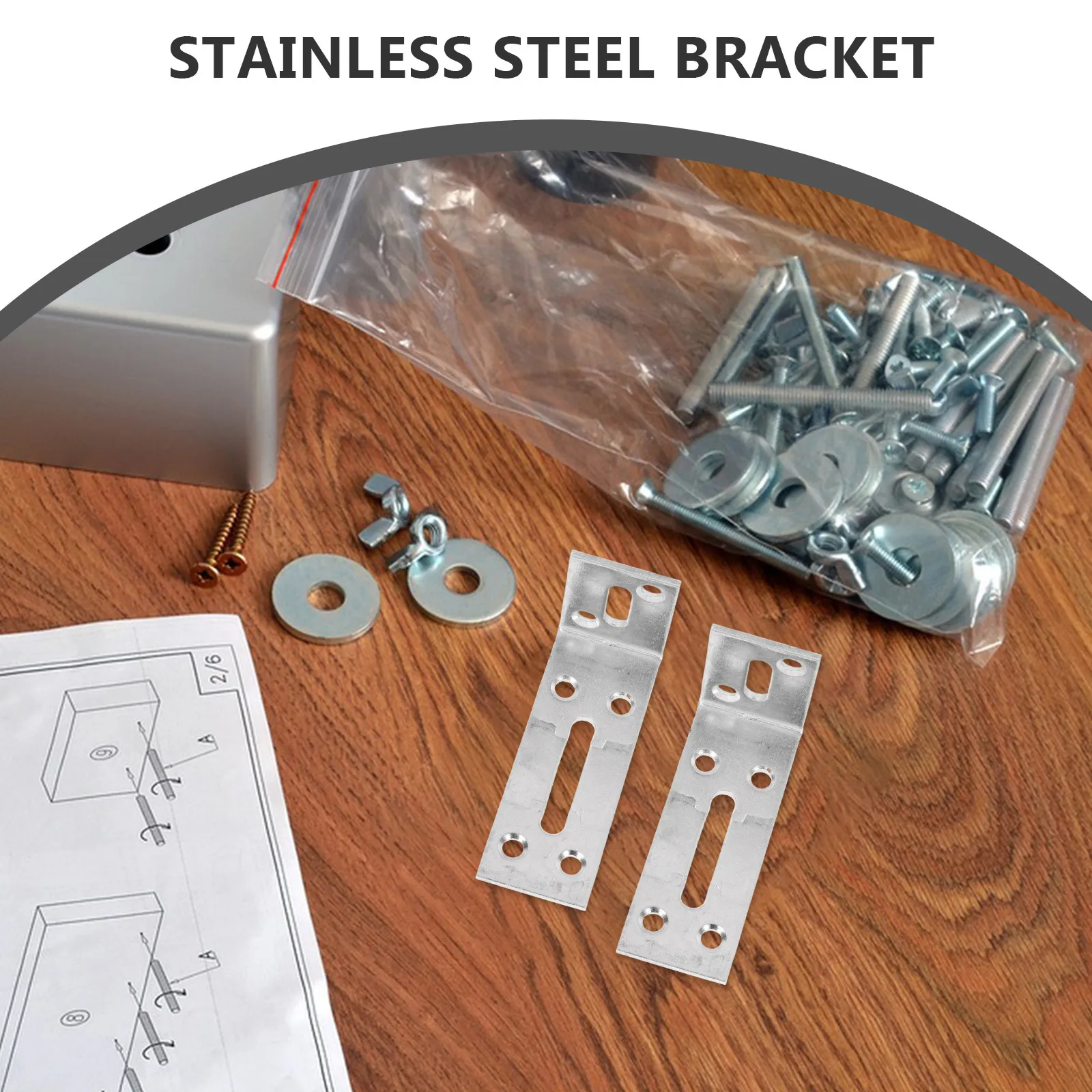 6Pcs Adjustable Stainless Steel L-Shaped Corner Brackets Heavy Duty Shelf Table Chair Support Slotted Holes Right Angle Mounting