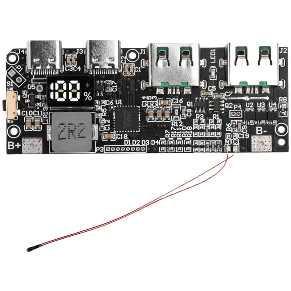 DIY Power Bank Module PCB Board with 22.5W Fast Charging Capability and Optional Digital LED Indicator Display