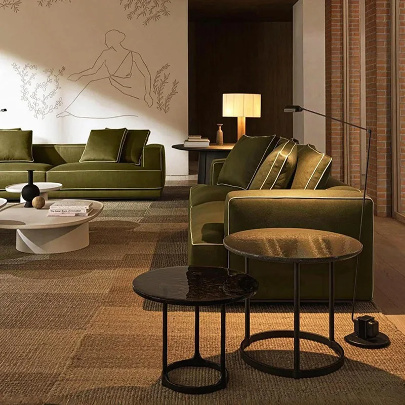 Side few light luxury high sense living room home small round table modern creative brass designer corner few