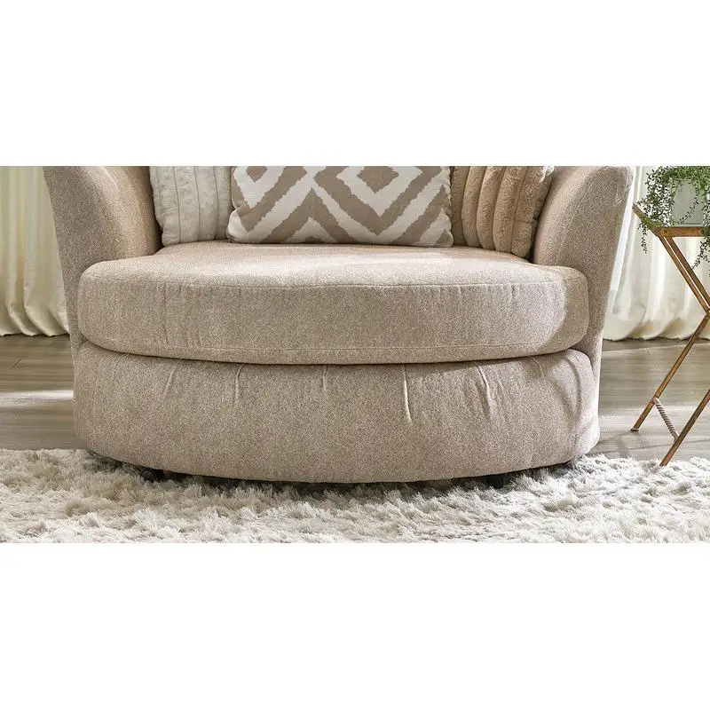 Bantal Kursi T Transisi dengan Kaki Kayu dan Lengan Melengkung, Finishing Cokelat Muda