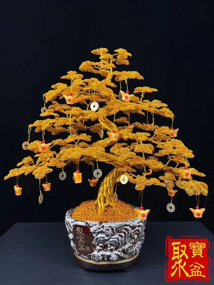 Cash cow handicraft fortune tree fortune decoration wine cabinet decoration living room office shop opening gifts