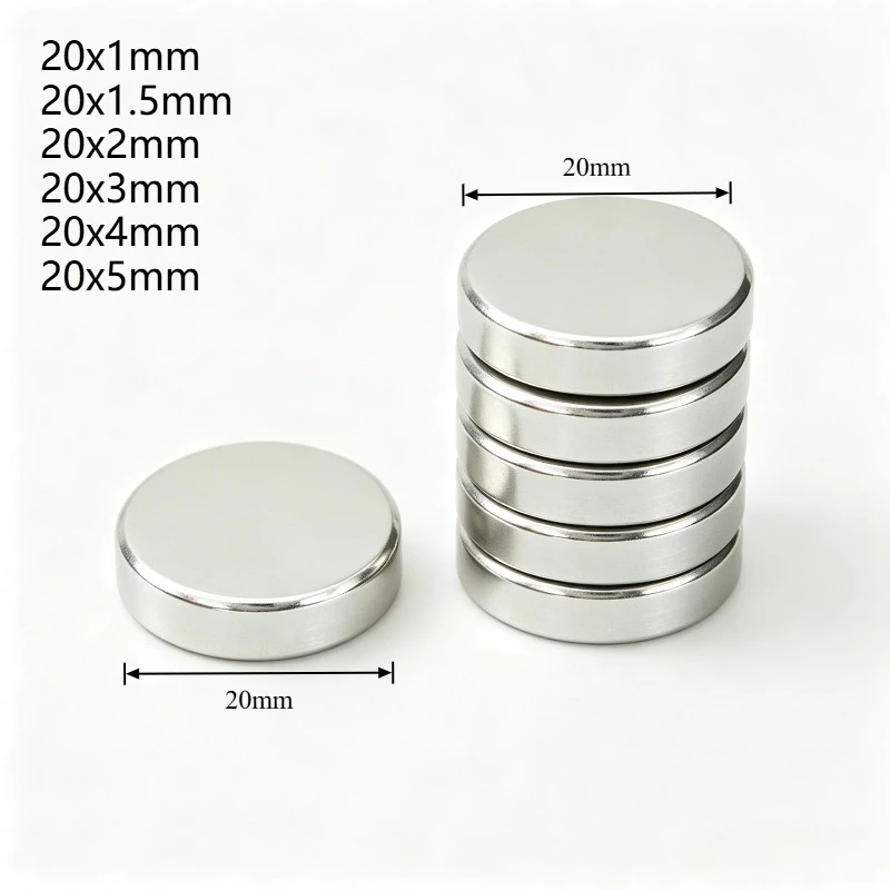 N35 Powerful Round Neodymium Magnet 20x1 20x1.5 20x2 20x3 20x4 20x5mm Permanent Strong Magnetic Magnets for Handmade DIY