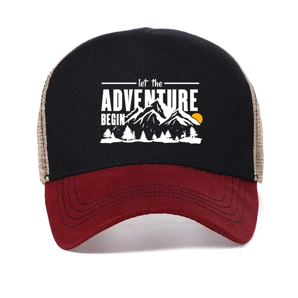 

Let The Adventure Begin Airplane Travel Traveling baseball cap fashion vintage Breathable sun hat adjustable mesh Snapback hats