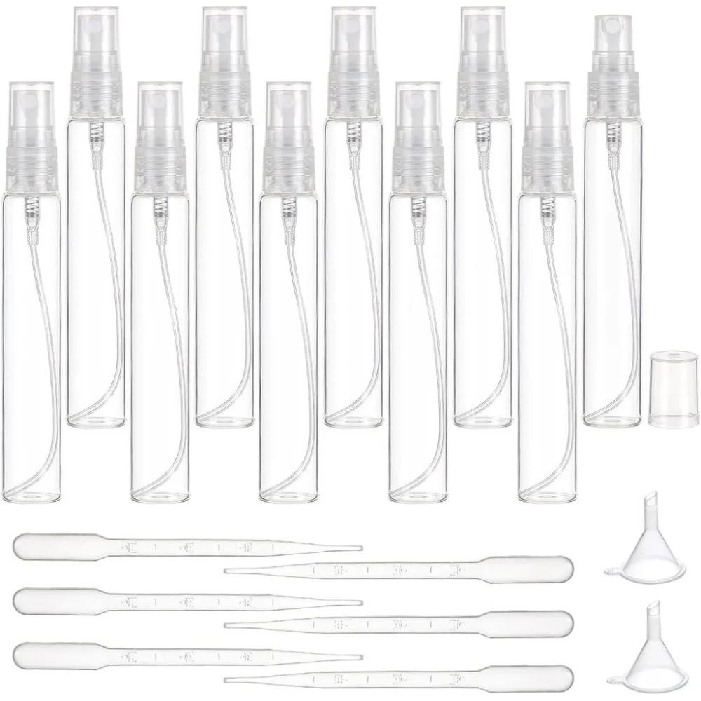 20 Pack 15ml(0.51oz) Clear Glass Perfume Bottle Refillable Portable Fine Mist Spray Bottles with Funnel and Dropper