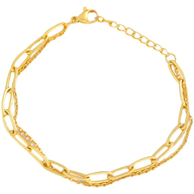 KISS&FLOWER Gold DIY Beads Charm Two Layer Bracelet For Woman Girl Friend Party Birthday Wedding Christmas Bride Gifts AC17