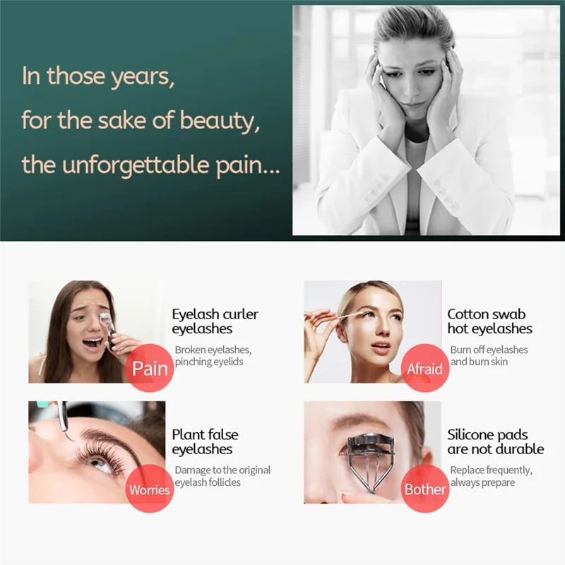 

A94E-Heated Eyelash Curler, 2 In 1 Clip-Type Eyelash Curler With Comb USB Rechargeable Portable Electric Eyelash Curler Durable