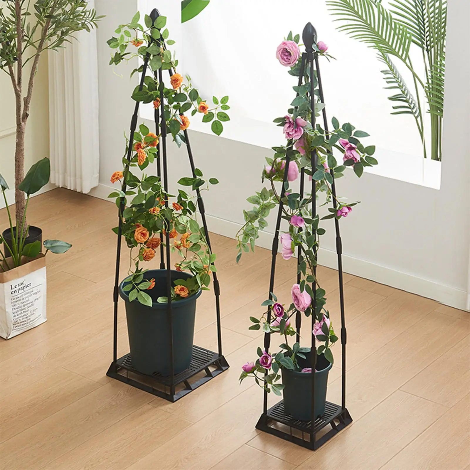 

Plant Support Garden Trellis Metal Heavy-Duty Frame Tower Rustproof for Patio Balcony Potted Garden Greenhouse Cucumber Flower