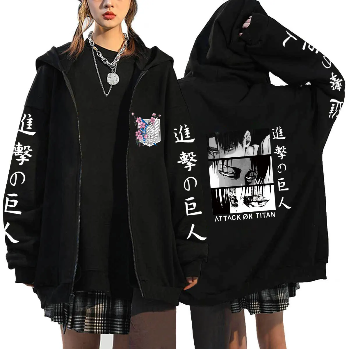 Attack On Titan Hoodies Roupas Masculinas Oversized Coat Tops Women Men Fashion Zipper Sweat Femme Anime Streetwear Jackets