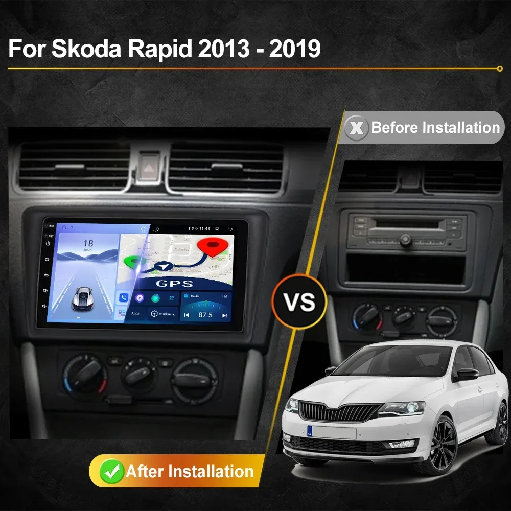 For Skoda Rapid 2013 - 2019 Android Car Radio Automotive Multimedia Video Player GPS Navigation Carplay Touch Screen Auto Stereo