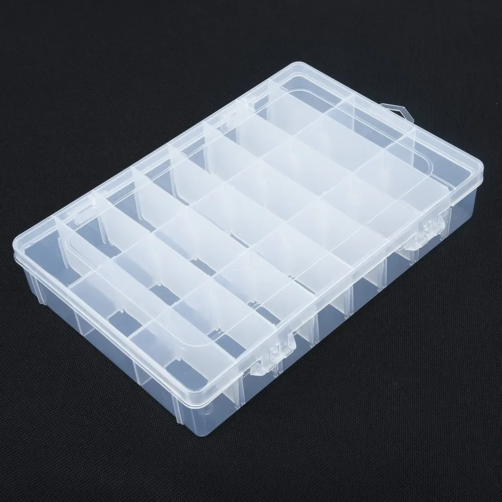 24 Grids Transparent Plastic Organizer Box Adjustable Compartment Storage For Beads Bracelet Earring Jewelry Container