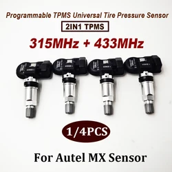 New 2 in1 TPMS Sensor 1/4PCS Universal 433MHz 315MHz Tire Repair Tools Scanner Programmable for Autel MX Sensor TS408 TS608