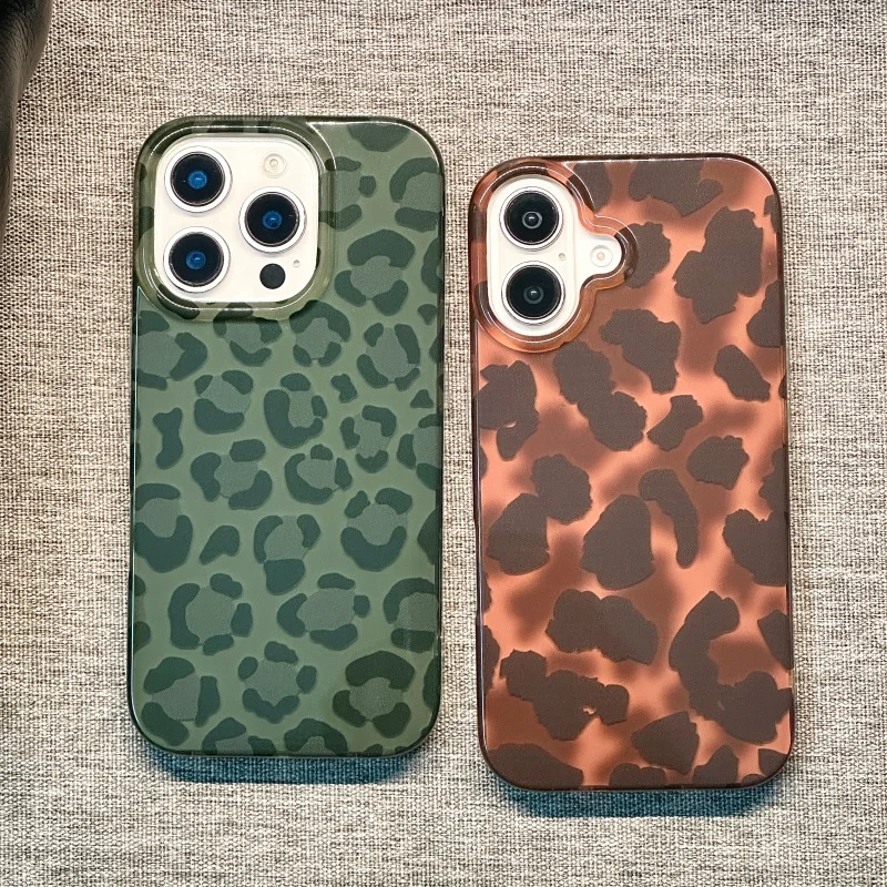 

Black Green Pink Brown Leopard Print Pattern Case For iPhone 13 14 15 16 17 Pro Max Trendy Same Style Phone Back Cover