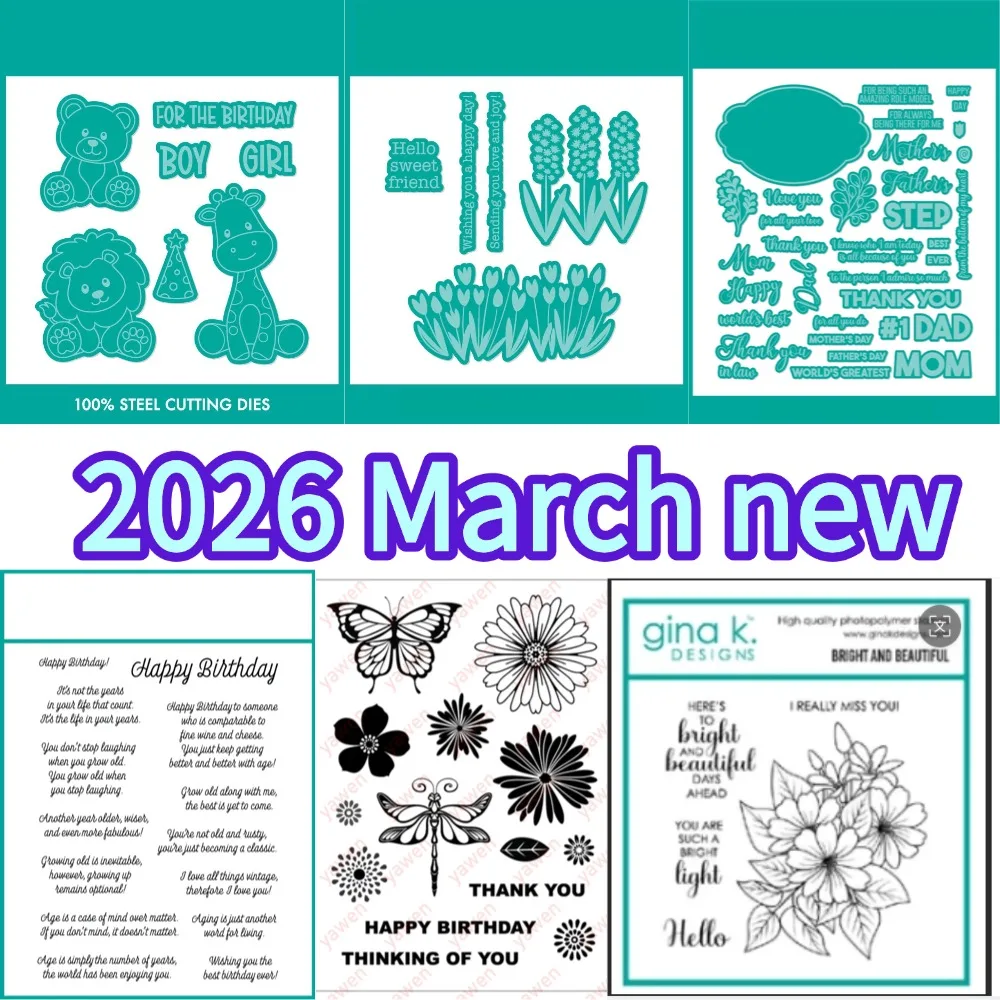

2026 March Mom and Dad Metal Cutting Dies and Clear Stamps cut die mold blade knife punch Scrapbook Paper craft stencils dies