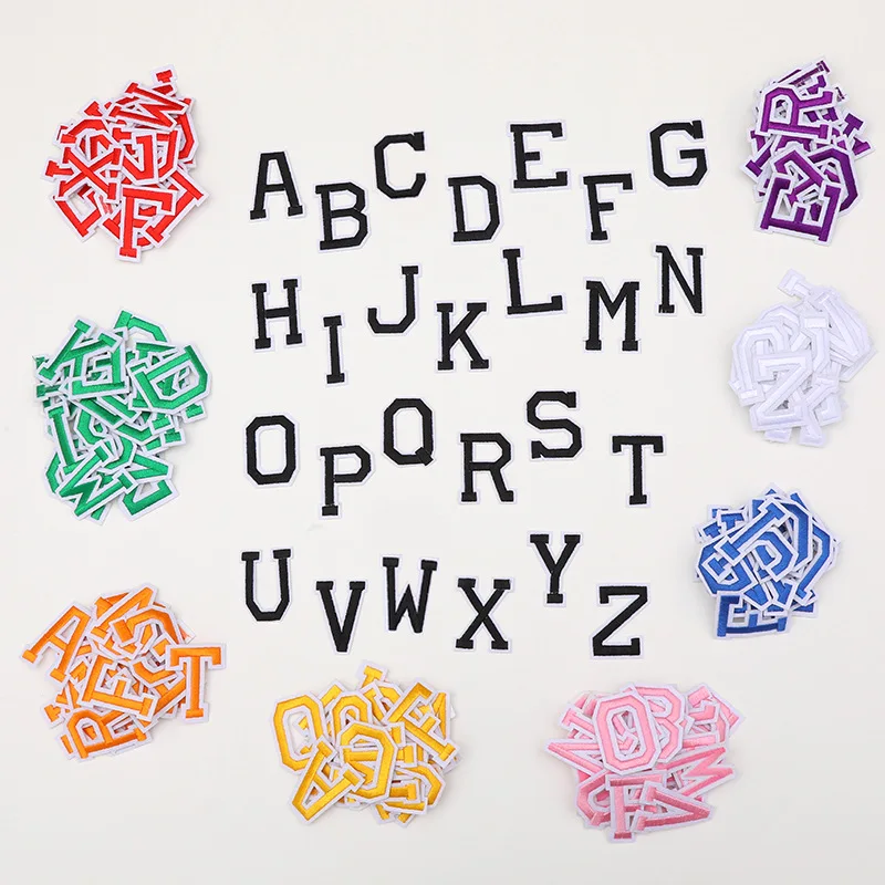 26 Teile/satz 5cm Alphabet Englisch Buchstaben Gestickte Patches Stoff Applikation Eisen Auf für DIY Handwerk Name Aufkleber Nähen liefert – Detail 6