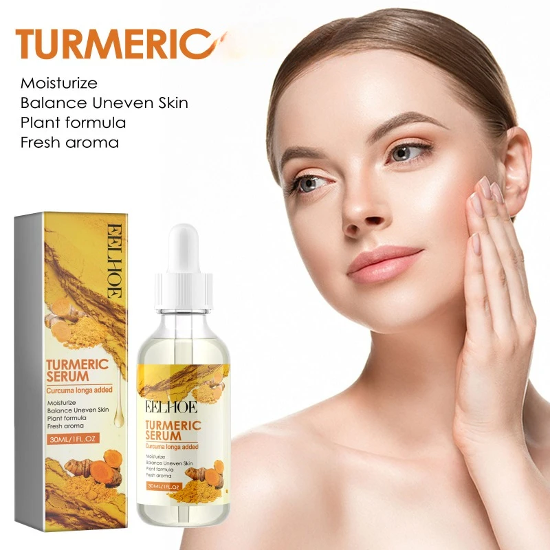 Turmeric Freckle Whitening Serum Fade Dark Spots Anti-Wrinkles Fine Lines Removal Melanin Correcting Facial Skin Care Essence