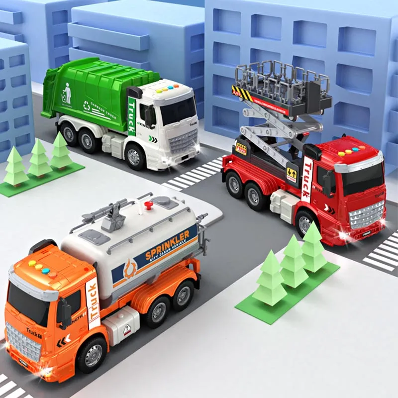 Simulation Inertial Engineering Truck Cement Mixing Discharge Acousto-optic Concrete Set Toy Car Toys for Kids 2 To 6 Years Old
