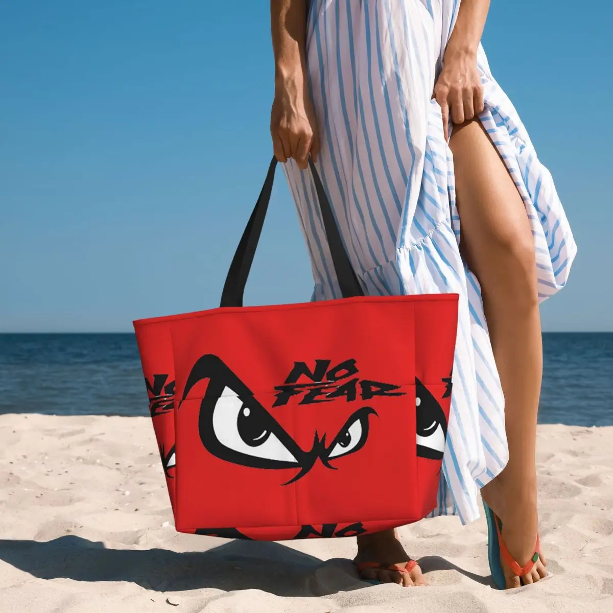 

No Fear No Fear And Eyes Print Beach Tote Bag Sport Gym Yoga Duffle Large Tote Bag Women Travel Bag Fitness bag